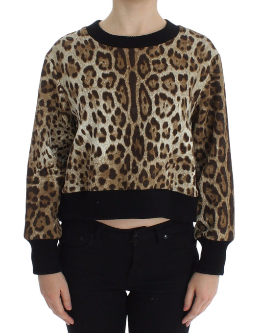  - Elegant Leopard Print Short Sweater Top