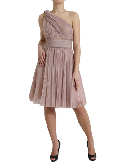  - Elegant Asymmetrical Pink Tulle Dress