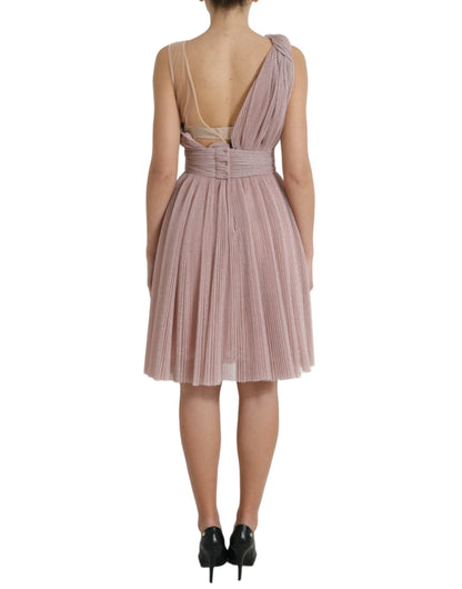  - Elegant Asymmetrical Pink Tulle Dress