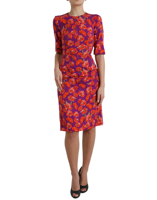  - Vibrant Floral Silk Charmeuse Dress