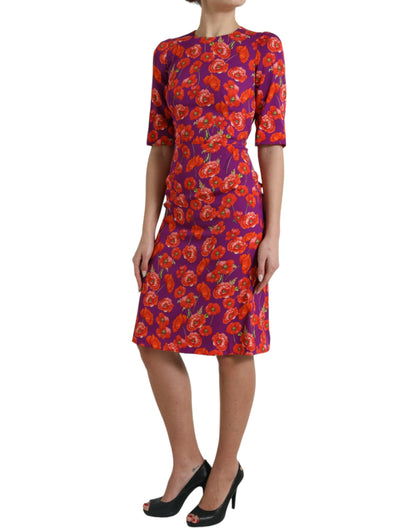  - Vibrant Floral Silk Charmeuse Dress