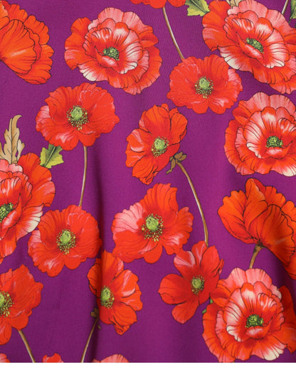  - Vibrant Floral Silk Charmeuse Dress