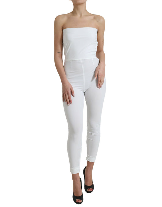  - Elegant White Strapless Jumpsuit Dress