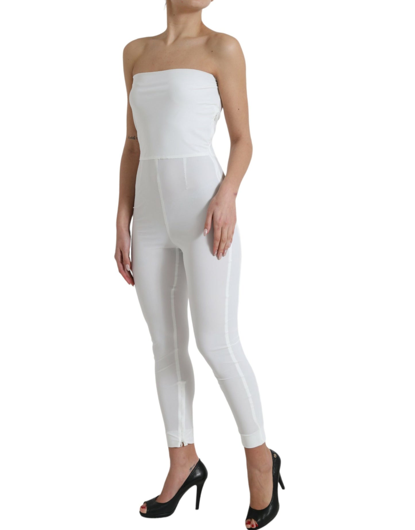  - Elegant White Strapless Jumpsuit Dress