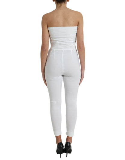  - Elegant White Strapless Jumpsuit Dress