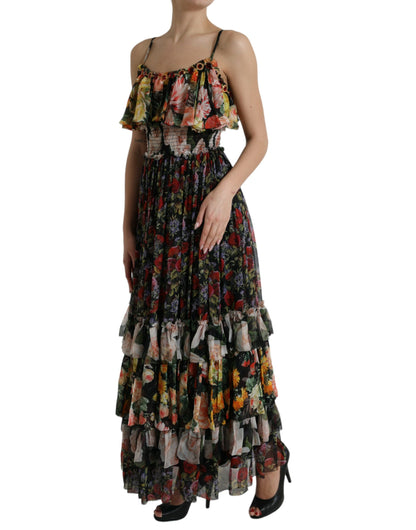  - Vibrant Silk Floral Maxi Dress