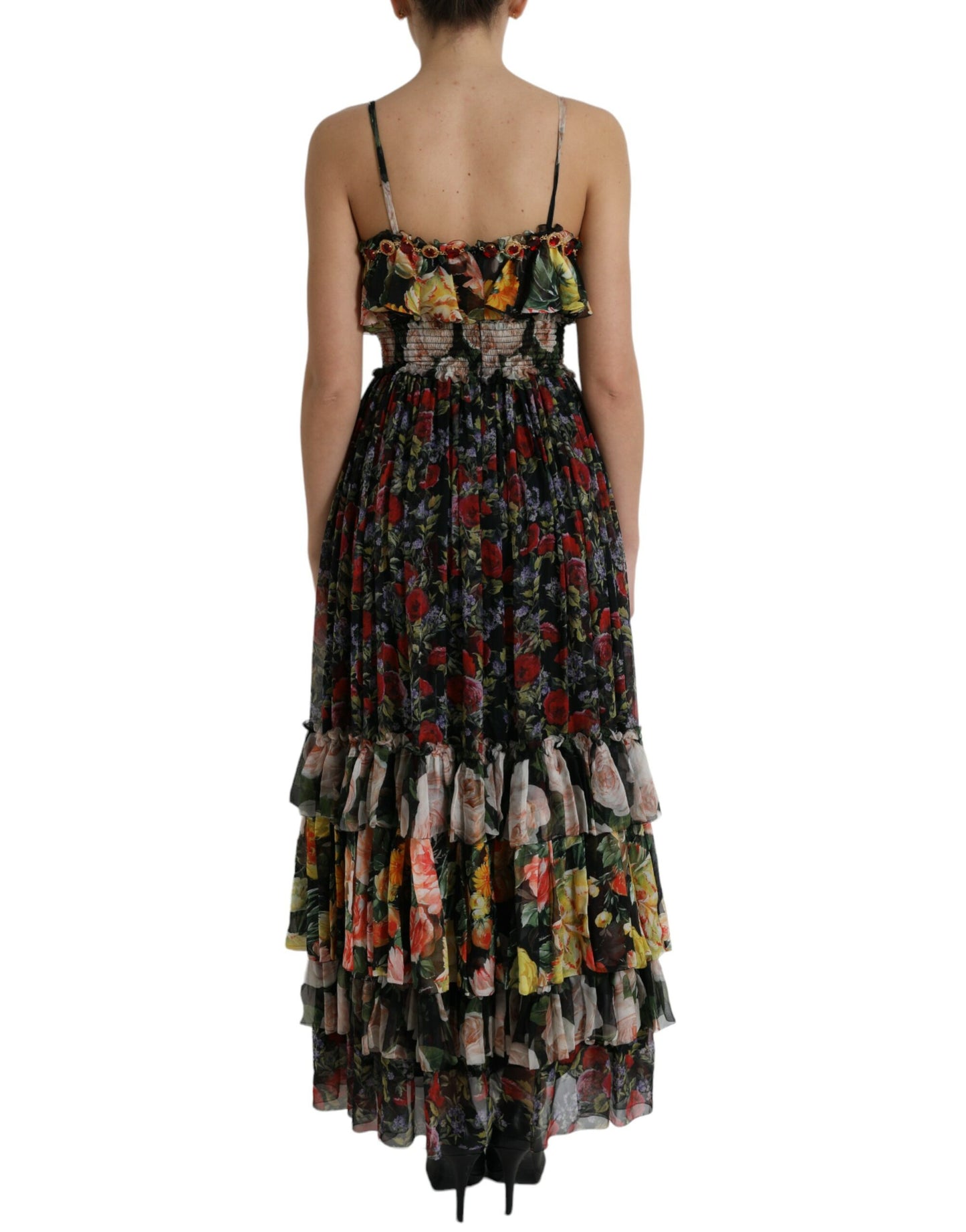  - Vibrant Silk Floral Maxi Dress