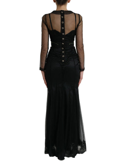  - Floral Embroidery Tulle Long Evening Dress