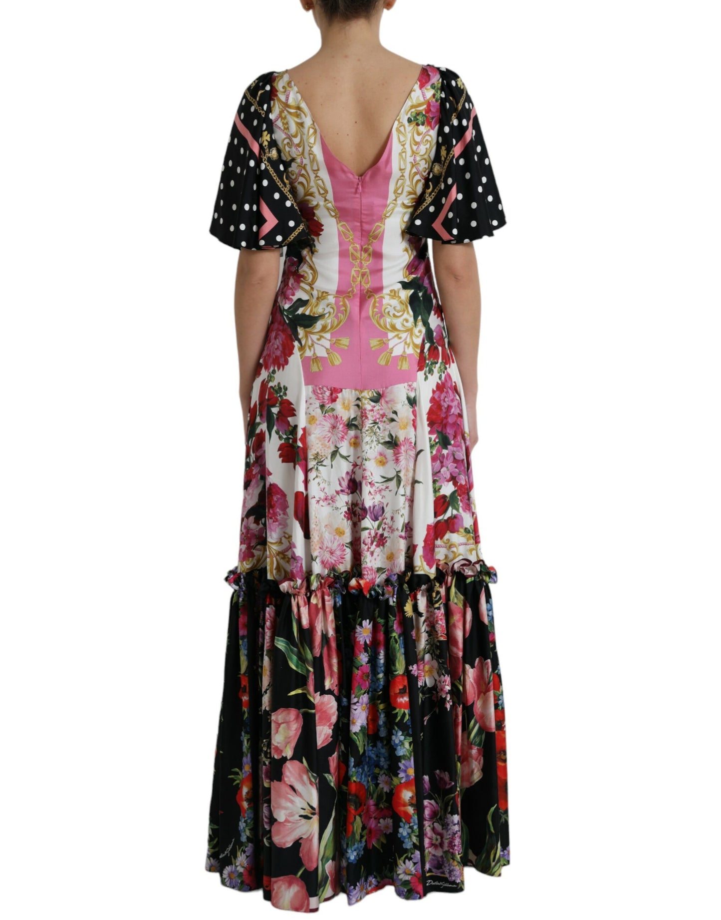  - Elegant Floral Silk Maxi Dress