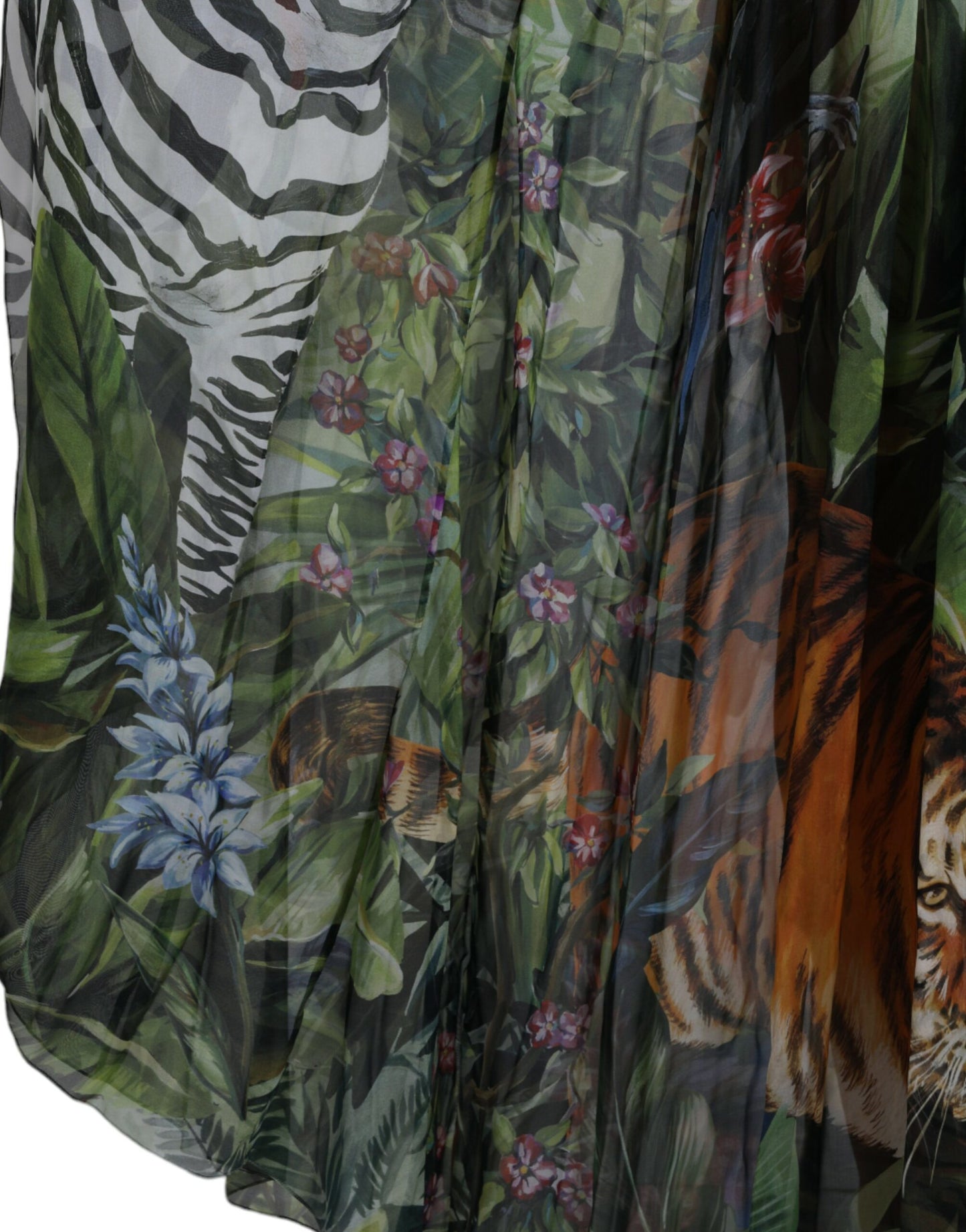  - Elegant Jungle Print Maxi Silk Dress