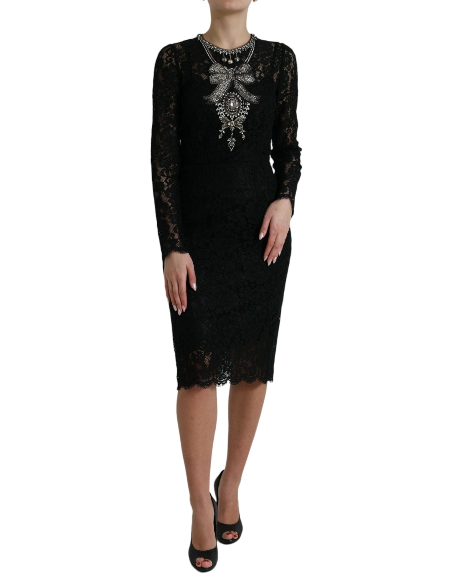  - Elegant Crystal-Embellished Sheath Dress