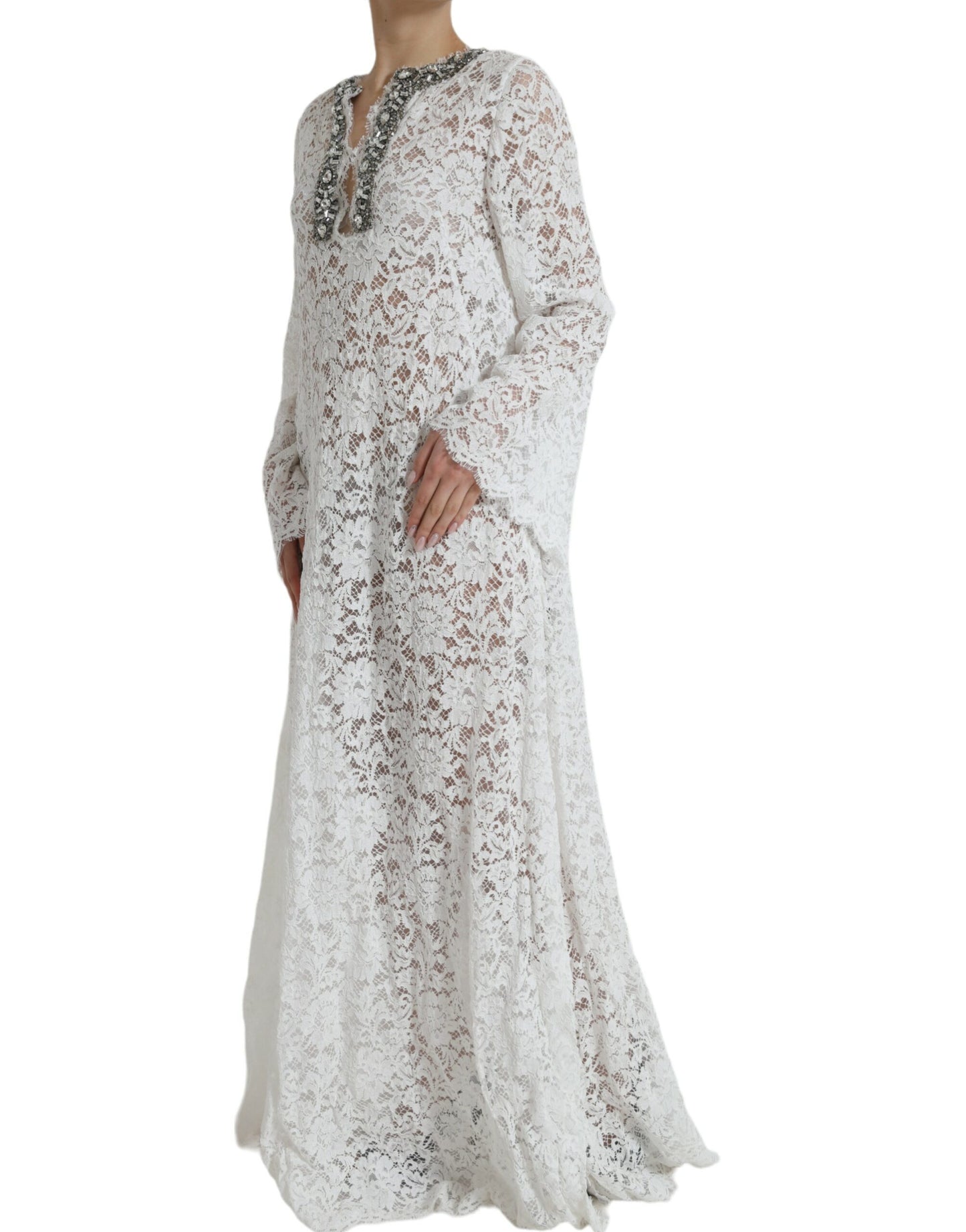  - Elegant White Shift Dress with Crystal Embellishment