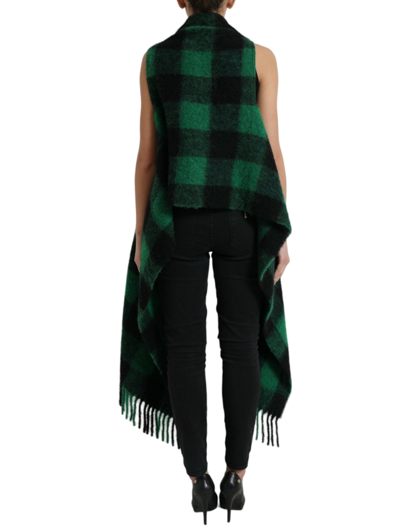  - Elegant Checkered Poncho Jacket