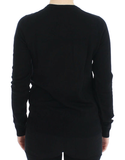  - Elegant Black Wool Cardigan Sweater