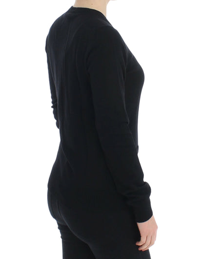  - Elegant Black Wool Cardigan Sweater