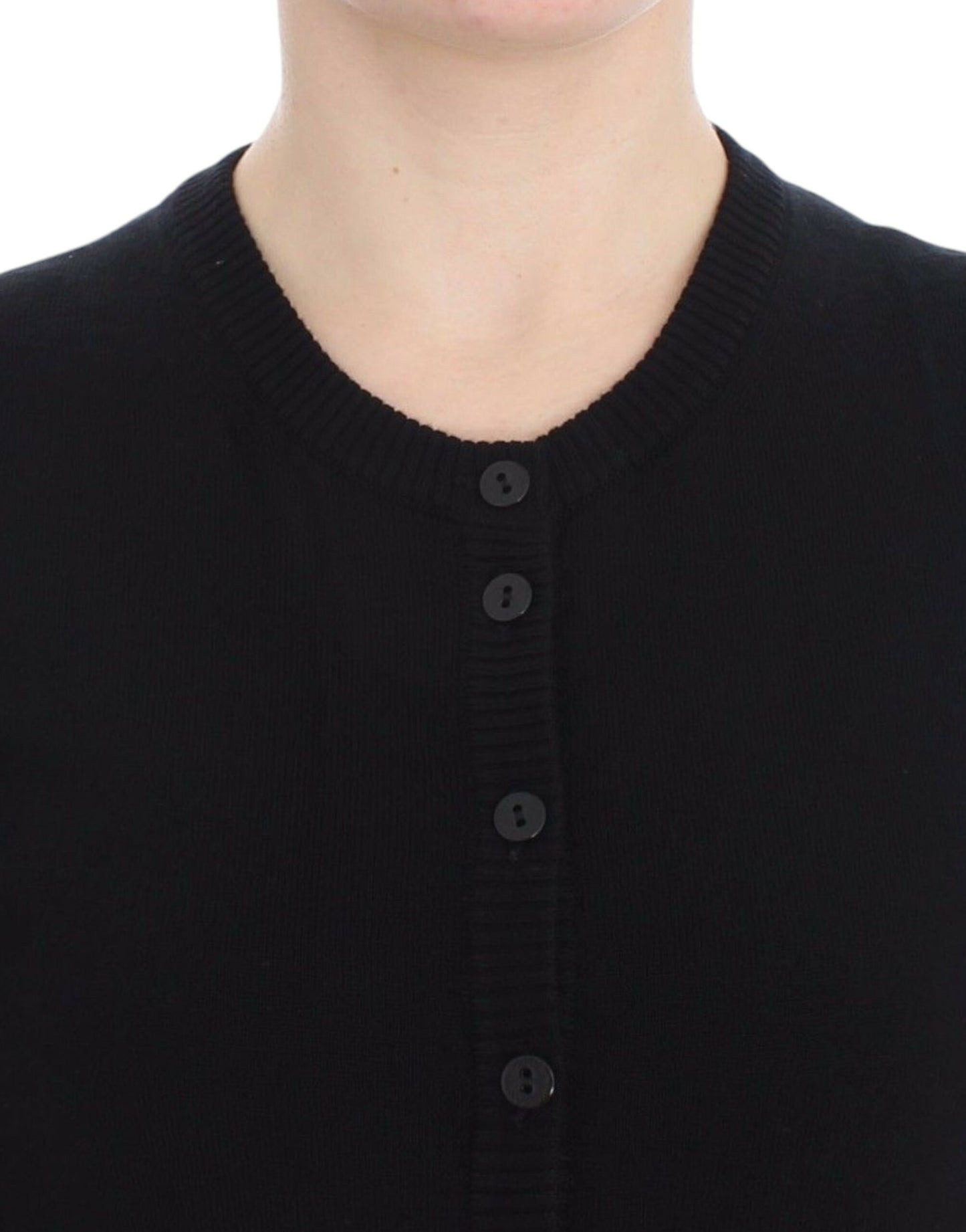  - Elegant Black Wool Cardigan Sweater