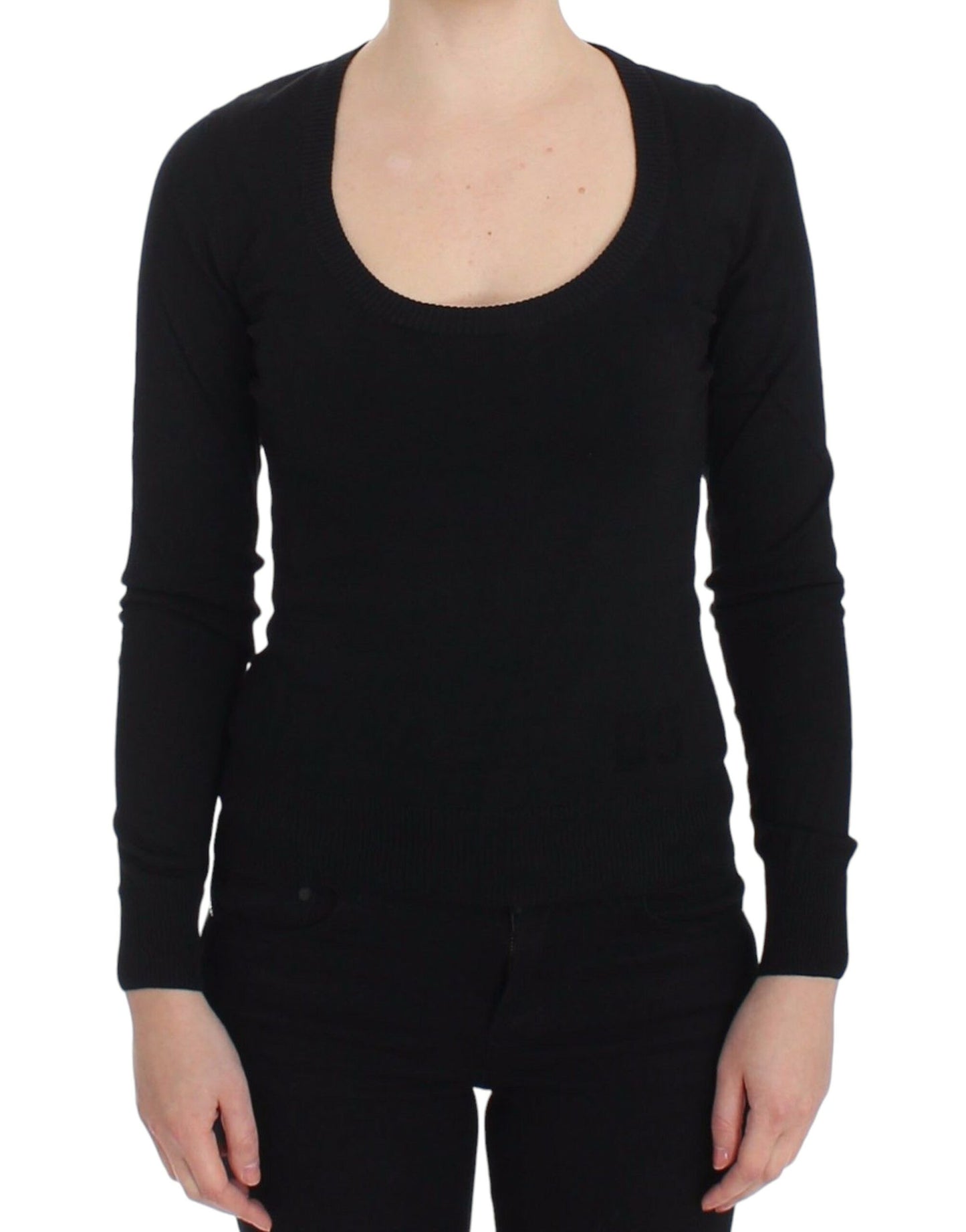  - Elegant Black Deep Crewneck Sweater