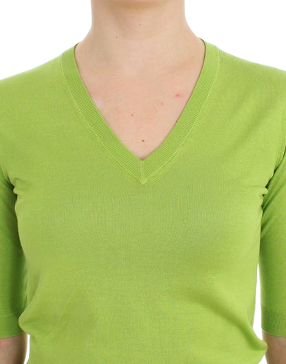  - Emerald Green Wool V-Neck Pullover