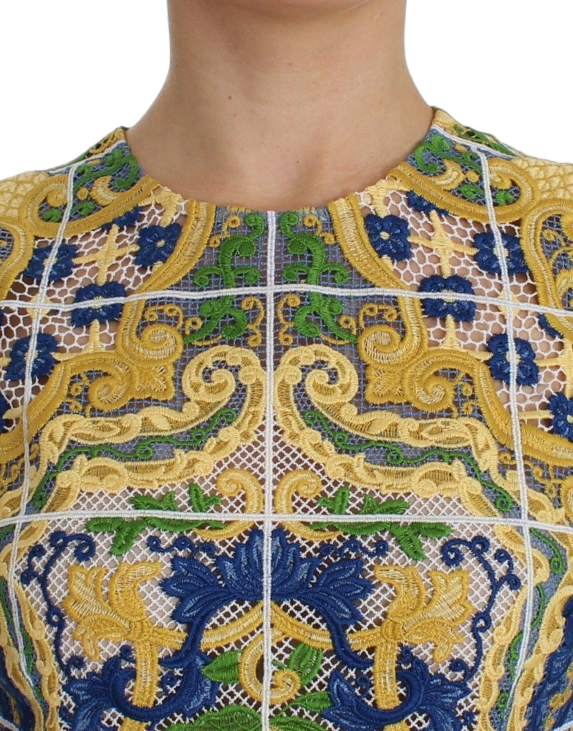 Dolce & Gabbana Majolica Embroidered Sleeveless Elegance Tank Top