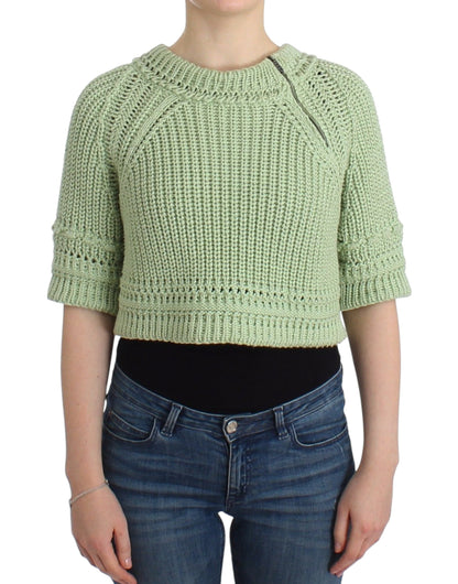  - Chic Green Cropped Cotton Sweater