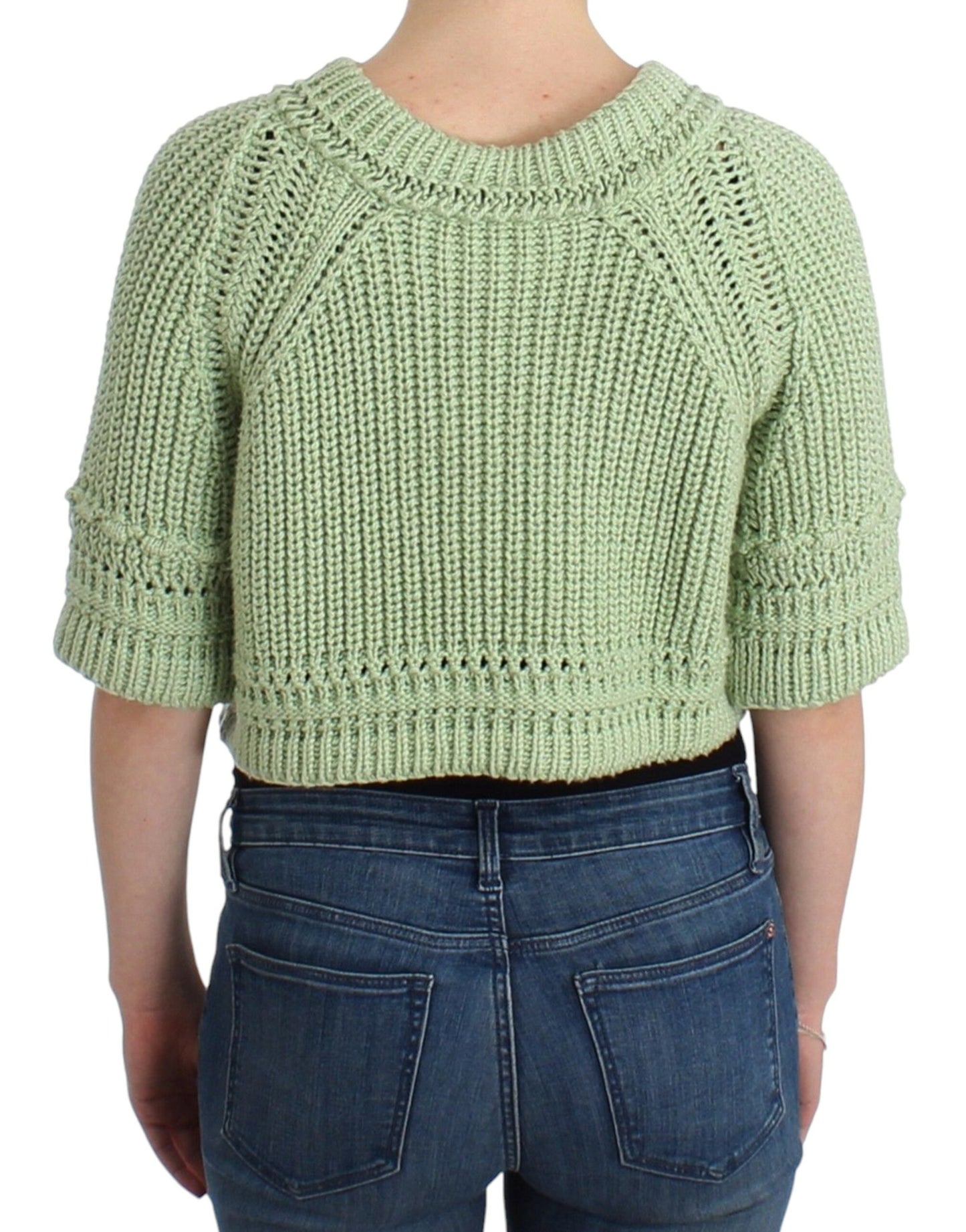  - Chic Green Cropped Cotton Sweater