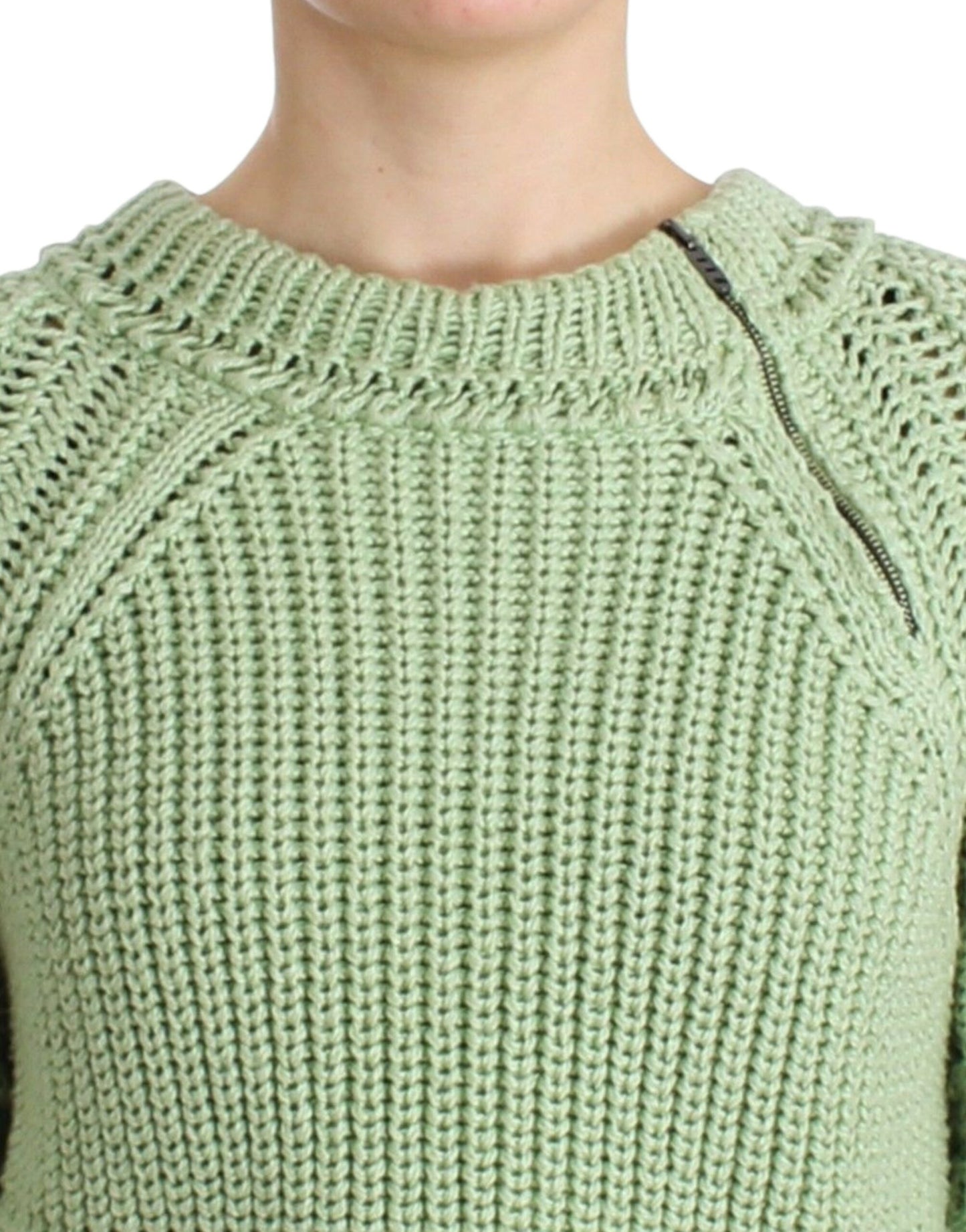  - Chic Green Cropped Cotton Sweater