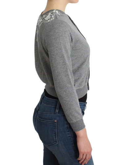  - Chic Gray Cotton Blend Short Cardigan