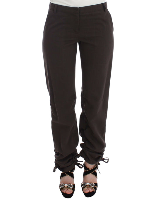  - Chic Brown Cotton Dress Pants