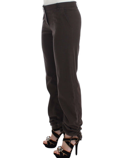  - Chic Brown Cotton Dress Pants