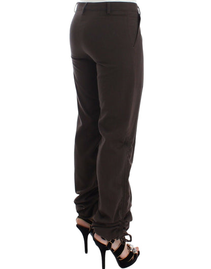  - Chic Brown Cotton Dress Pants