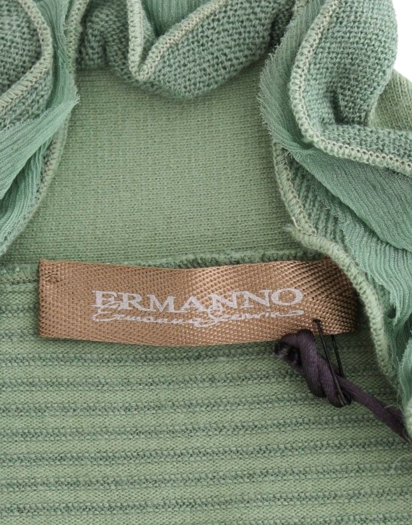  - Elegant Green Striped Wool Blend Sweater