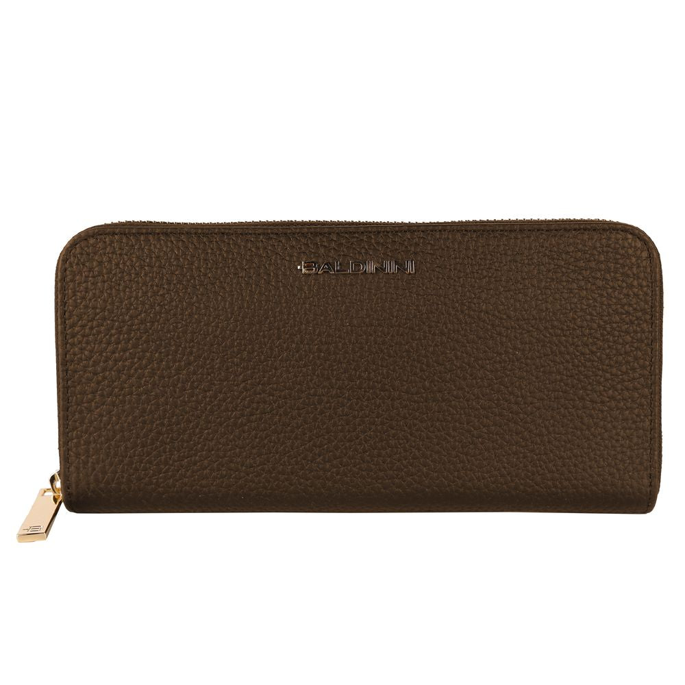  - Exquisite Leather Zip Wallet in Brown