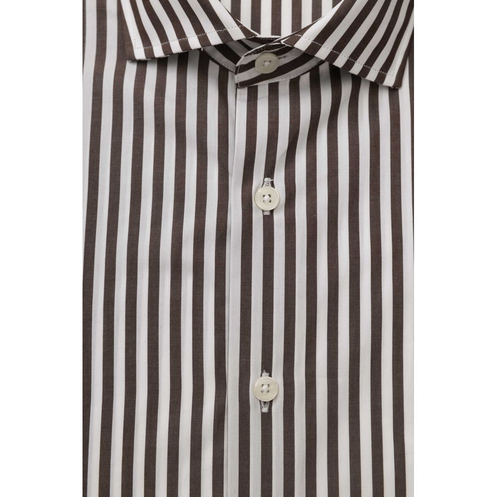  - Brown Cotton Men Shirt