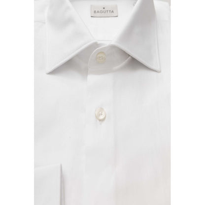  - Elegant White Cotton French Collar Shirt