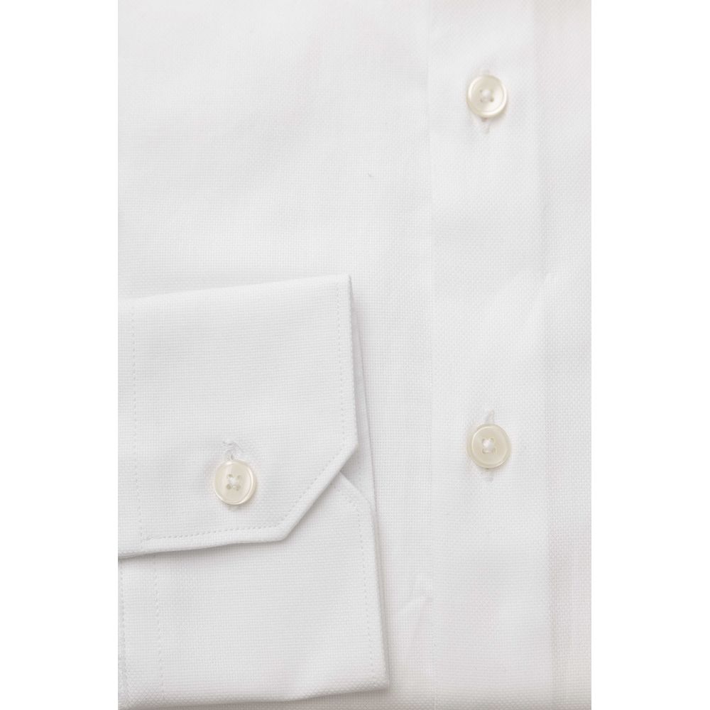  - Elegant White Cotton French Collar Shirt