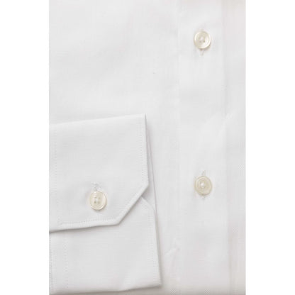  - Elegant White Cotton French Collar Shirt