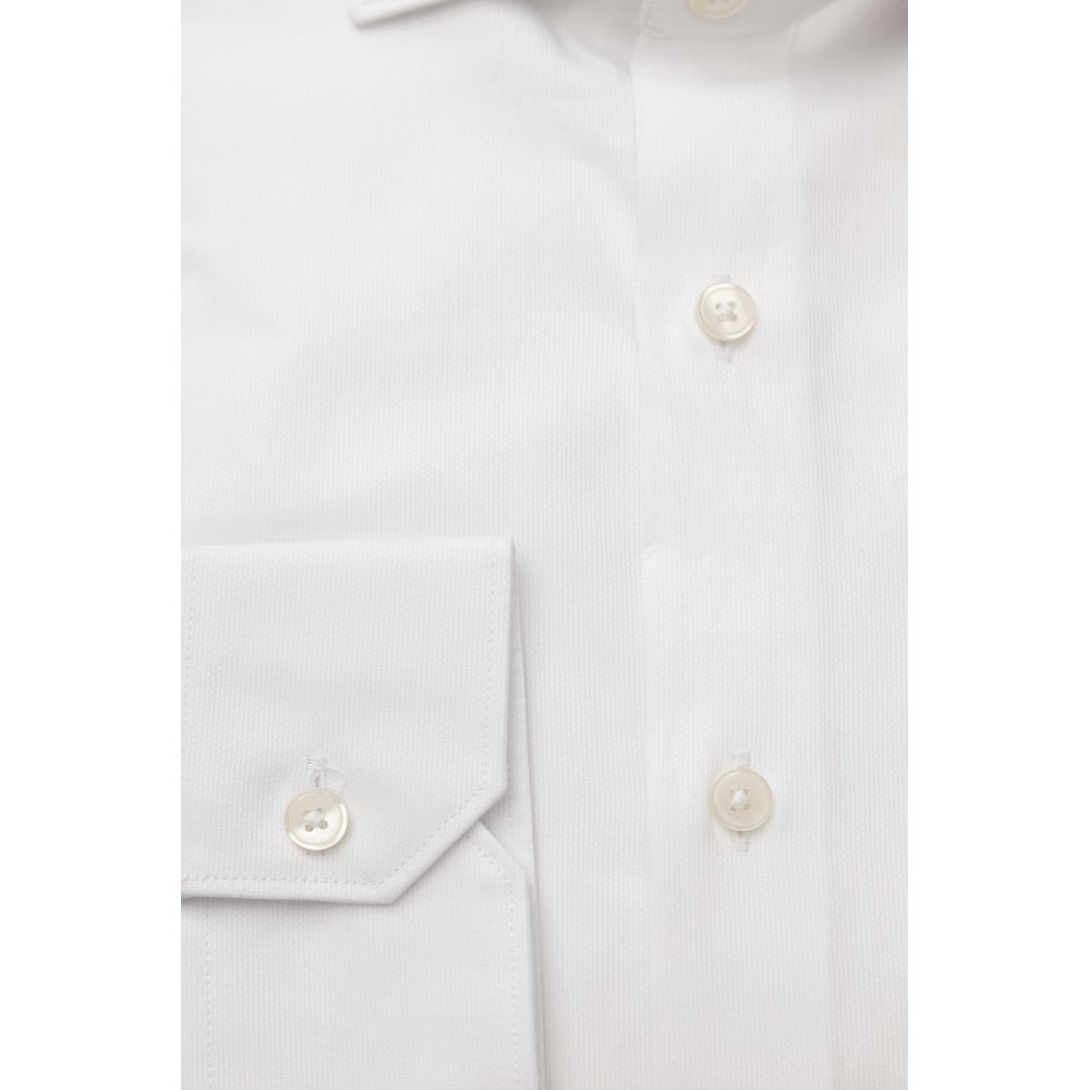  - White Cotton Men Shirt