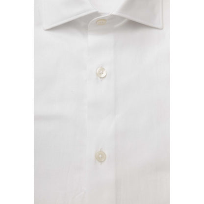  - Elegant White Cotton French Collar Shirt