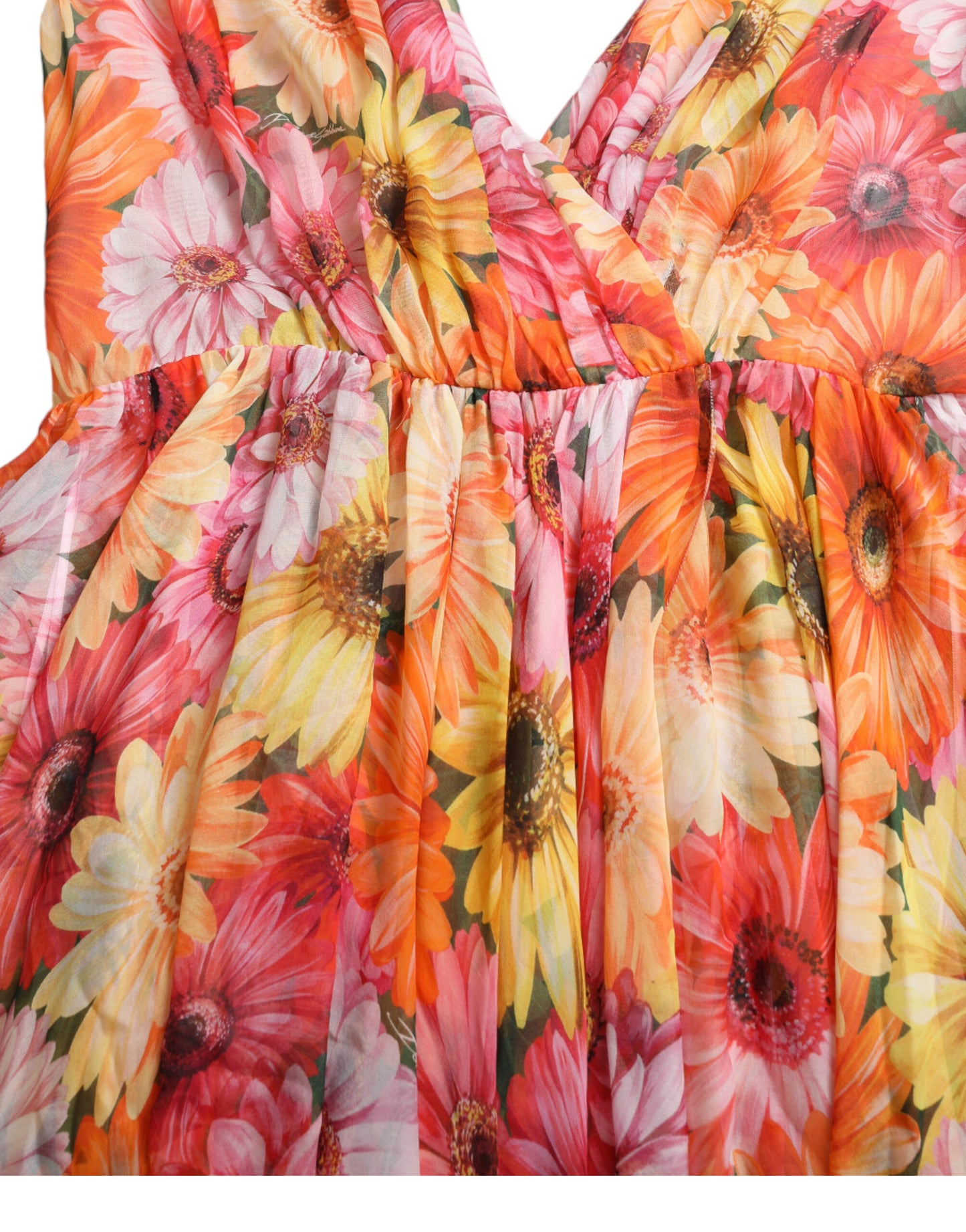  - Elegant Floral Silk Midi Dress with V-Neck