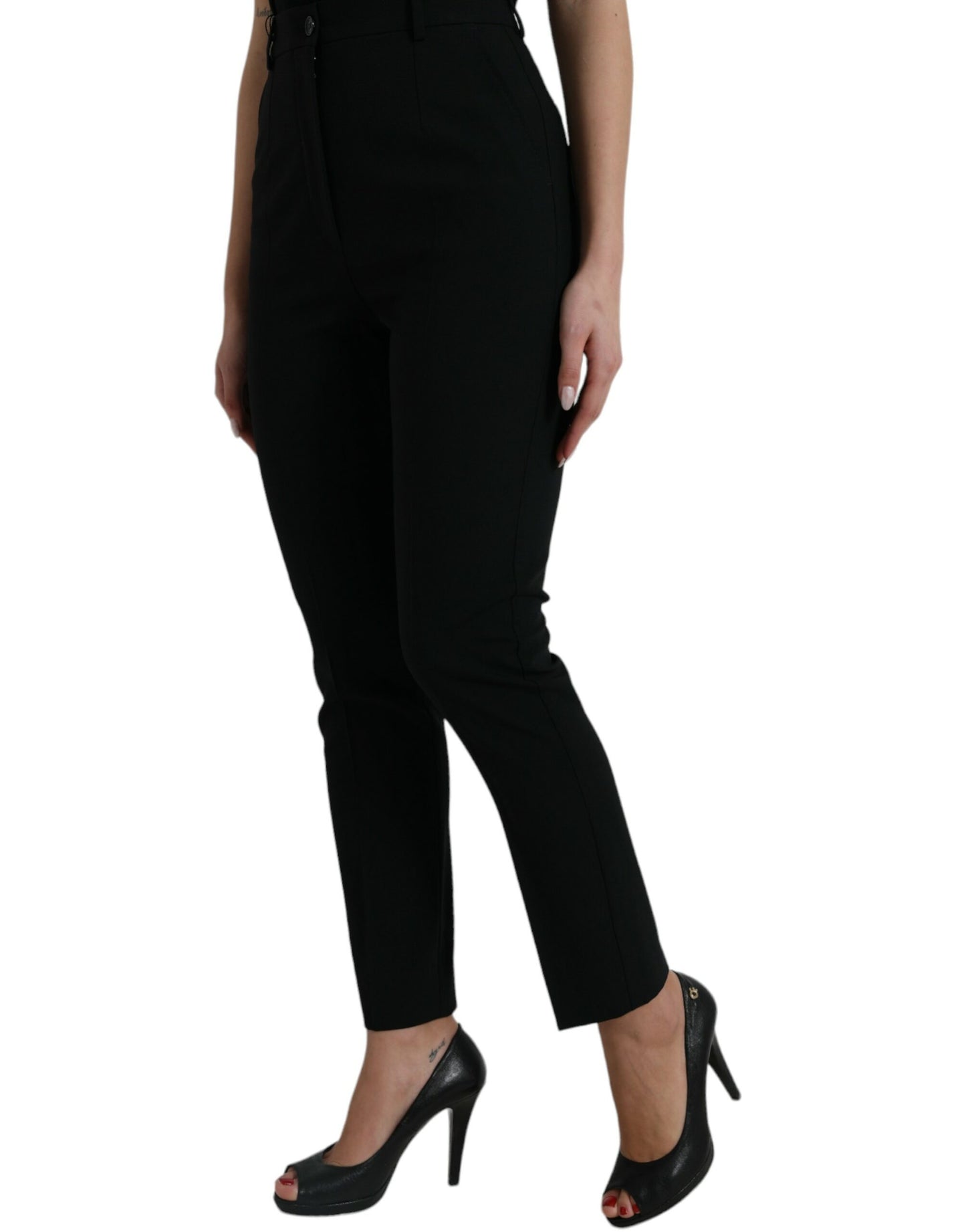  - Elegant High Waist Tapered Wool Pants