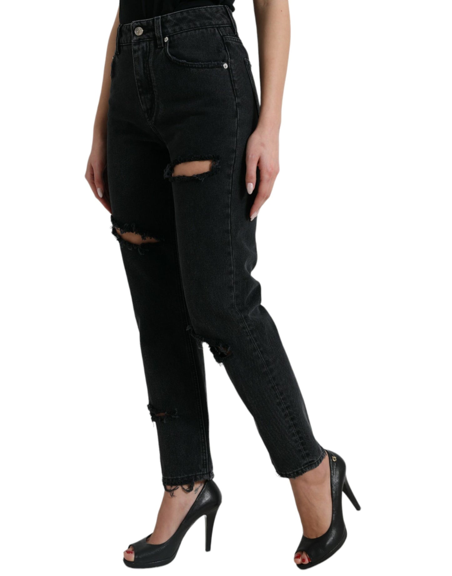  - Elegant High-Waist Black Stretch Jeans