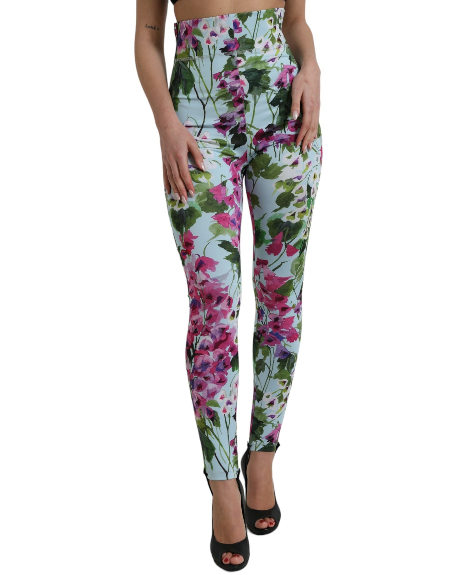  - Elegant Floral High-Rise Leggings Pants