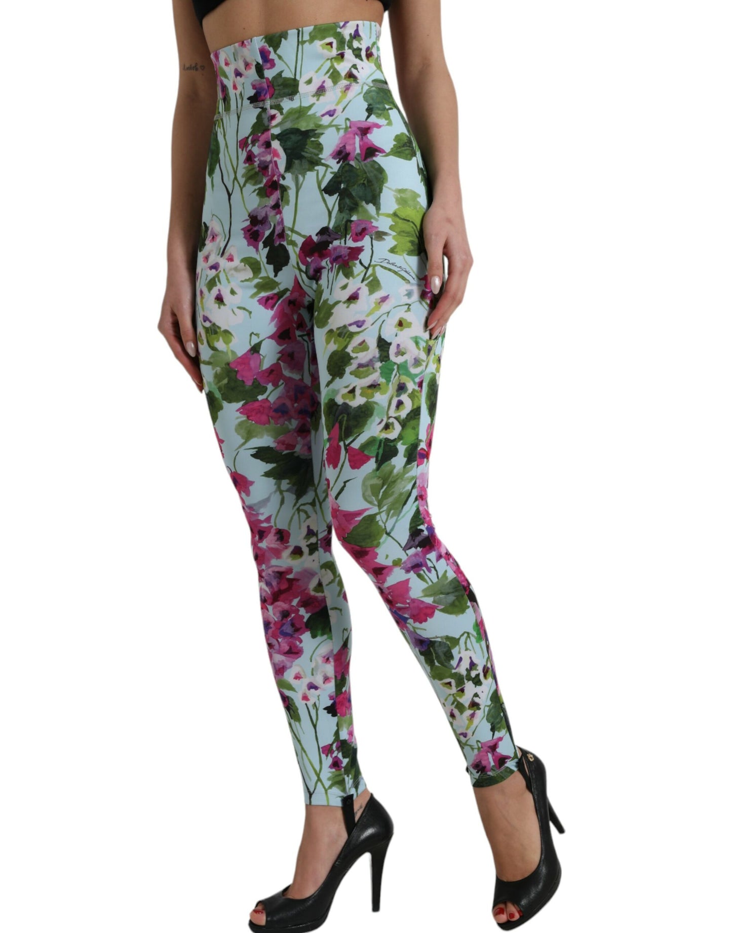  - Elegant Floral High-Rise Leggings Pants