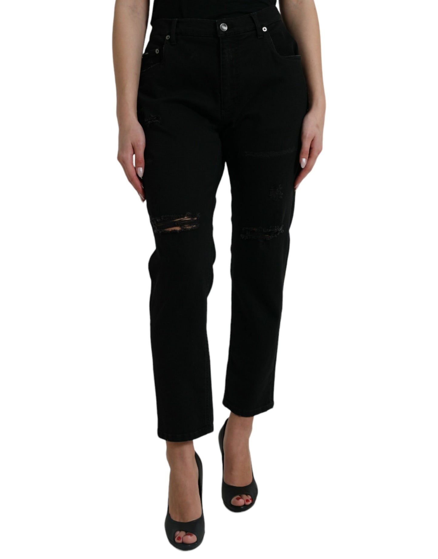  - Elegant High Waist Black Stretch Jeans