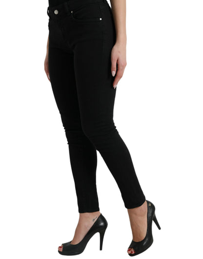  - Chic Black Mid-Waist Stretch Jeans