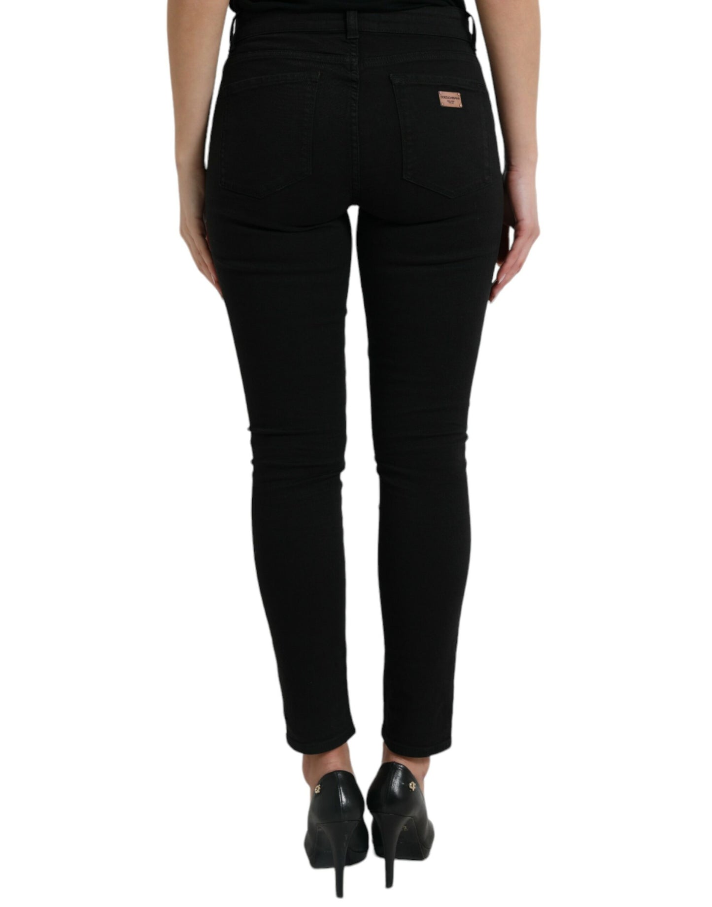  - Chic Black Mid-Waist Stretch Jeans