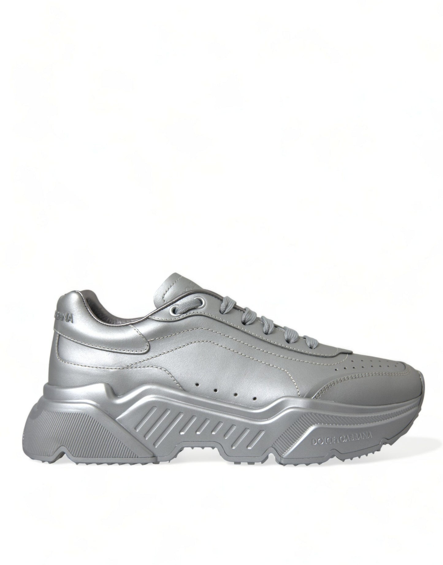  - Elegant Silver Calfskin Leather Sneakers