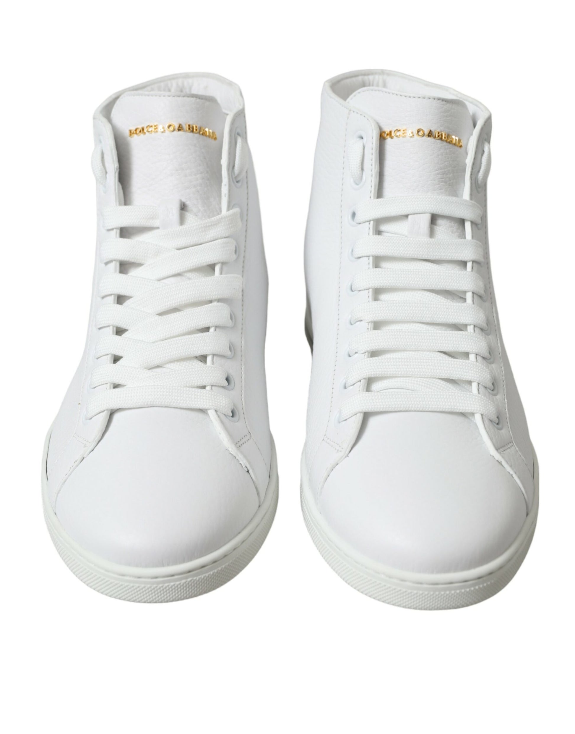 Elegant White Leather High Top Sneakers