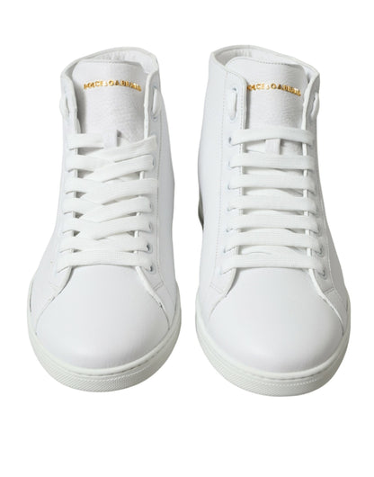  - Elegant White Leather High Top Sneakers