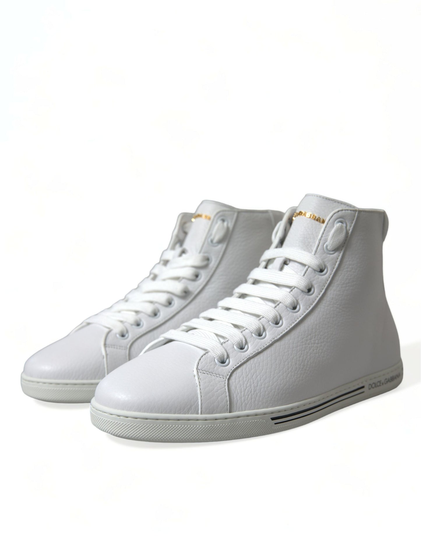  - Elegant White Leather High Top Sneakers